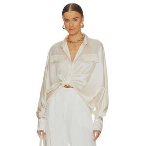 Bubish Celeste Shirt Blouse in Pearl Small New Womens Satin Button down Top
